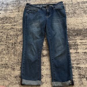 Wallflower Women's Dark Blue Roll-Cuff Boyfriend Jeans